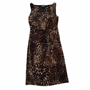 Lauren Ralph Lauren Brown Leopard Print Sleeveless Dress